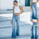 High-Waisted Bootcut Jeans with Frayed Hem for Women