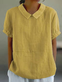 Classic Collar Short Sleeve Women's Blouse