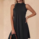 Women's Sleeveless Scalloped Neckline Dress with Flowing Design