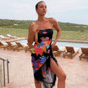 Chic Floral Print Cocktail Dress with Fringe Accents