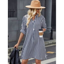 Stylish Striped Button-Down Shirt Dress for Women
