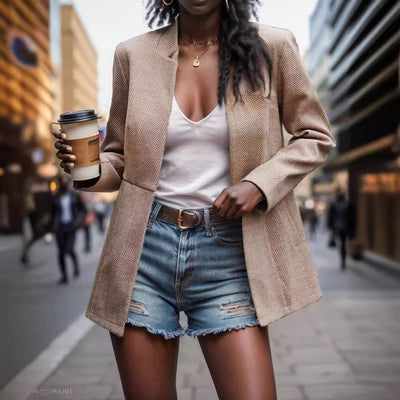 Chic Honeycomb Textured Women's Blazer