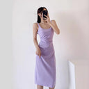 Chic Ruffle Detail Women's Midi Dress