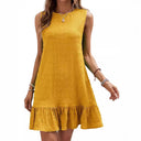 Ruffled Hem Textured Women's Dress