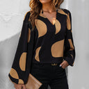 Chic Geometric Pattern V-Neck Blouse for Women