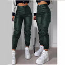 Women's Cargo Pants with Elastic Waist and Utility Pockets