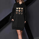 Chic Hooded Heart Print Dress for Women