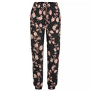 Floral Print Women's Pants with Stretchy Waistband