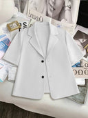 Women's Short-Sleeved Blazer Jacket in Chic Fabric