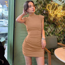 Women's Tailored Short Sleeve Dress with Stand-Up Collar