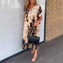 Women's V-Neck Casual Dress with Pocket Design