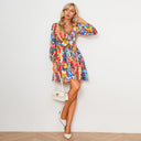 Floral Summer Dress with Flared Skirt and Puff Sleeves