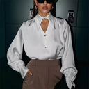 Chic Satin Blouse with Oversized Style
