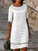 Women's Summer Dress with Crochet Collar Design