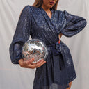 Chic Wrap Dress with Deep V-Neck & Flowy Sleeves