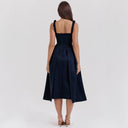 Chic V-Neck Women's Maxi Dress with Structured Skirt