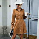 Chic Women's Textured Shirt Dress with Adjustable Belt