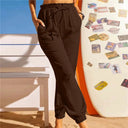 Women's Chic Leisure Pants with Elastic Waist and Pockets