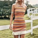 Women's Ethno Patterned Summer Dress with Tassels