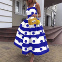 Chic Midi Dress with Textured Polka Dot and Flared Skirt