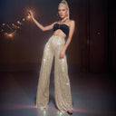 Shiny Palazzo Pants with Sequin Glam
