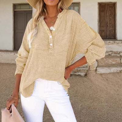 Women's Cotton Blouse with Button Placket