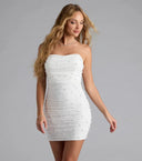 Chic Women's Ruffled Cocktail Dress with Pearl Accents