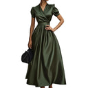 Chic Maxi Dress with Puff Sleeves and Wrap Design