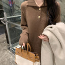 Chic Midi Dress with Button Closure for Women