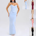 Off-Shoulder Maxi Dress with Chic Draping for Women