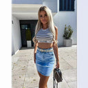 Woman's Stylish Cotton Skirt with Chic Waist Belt