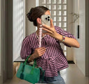 Striped Ruffle Blouse for Women