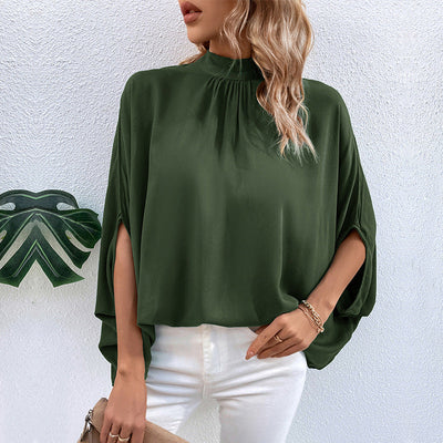 Stylish Women's Blouse with Stand-Up Collar