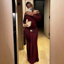 Women's Off-Shoulder Maxi Dress with Draping