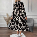 Chic Women's Patterned Shirt Dress with Fitted Belt