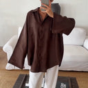 Women's Oversized Linen Blouse for Everyday Wear