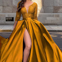 Chic V-Neck Evening Dress with Side Slit