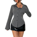 Women's Striped Flared Sleeve Blouse - Chic Style