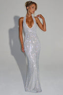 Stunning Evening Dress with Deep V-Neck & Back Cutout