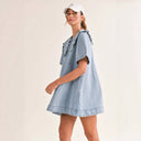 Women’s Denim Dress with Elegant Ruffle Detailing