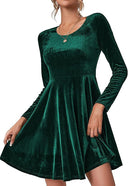 Velvety Women's A-Line Dress with Long Sleeves
