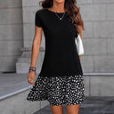 Chic Women's Short Sleeve Dress with Playful Skirt