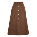 Stylish Women's Long Corduroy Skirt with Button Detail