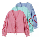 Modern Check Women's Blouse with Statement Sleeves