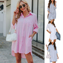 Chic Women's Shirt Dress with Pocket Detail