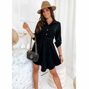 Chic Knee-Length Shirt Dress with Waist Belt and Stylish Accents