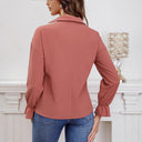 V-Neck Ruffle Detail Women's Blouse