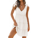 Chic V-Neck Ruffle Dress with Adjustable Straps