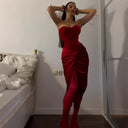Chic Women's Evening Dress with Ruffle Accents