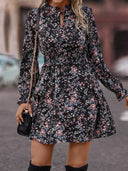 Floral Dress with Ruffle Trim and Elastic Waist
